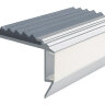 Алюминиевый анодированный накладной угол-порог GlowStep-45 с светодиодной подсветкой 45 мм 2 метра матовое серебро, цвет вставки белый
