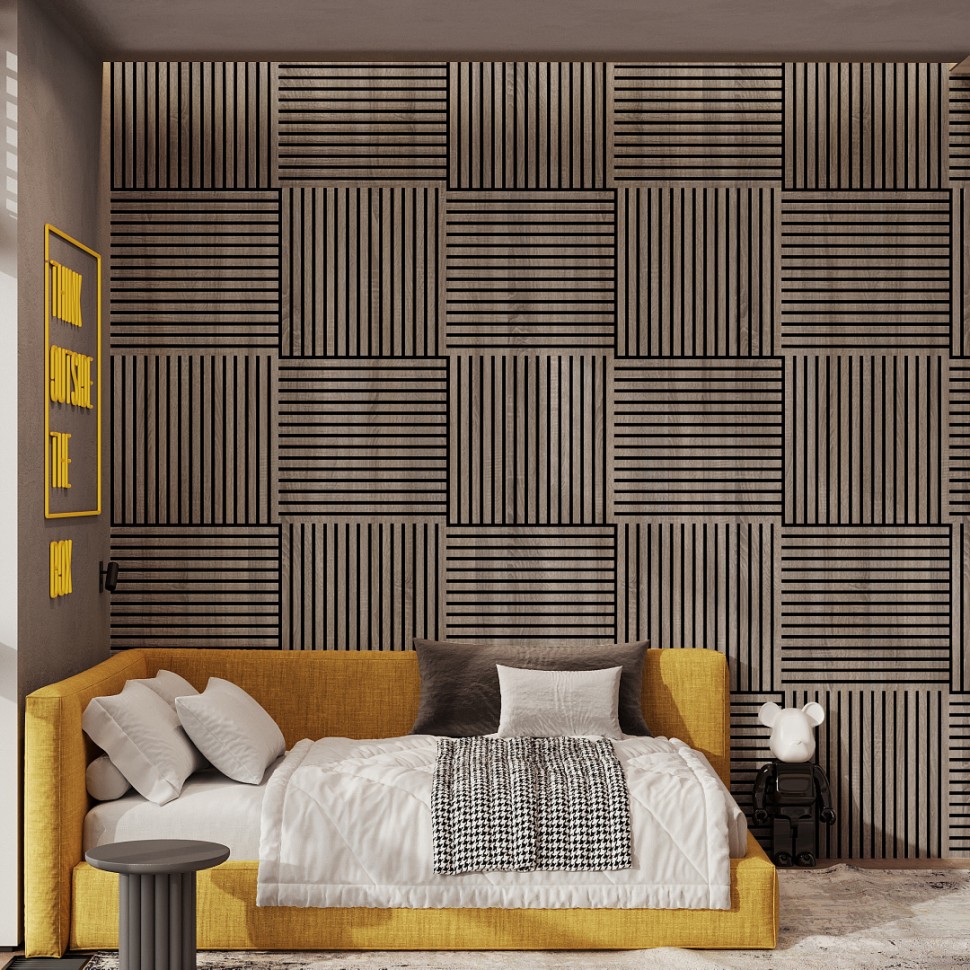Панель МДФ Стеновая Акустическая Stella Comfort Standart Дуб Винтаж 600х600х9 (1шт = 0,36м²)