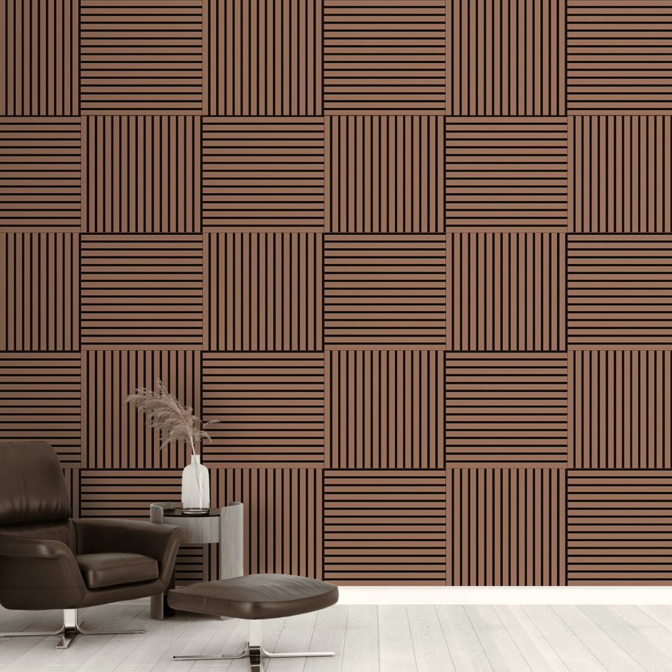 Панель МДФ Стеновая Акустическая Stella Comfort De Luxe Terracotta 600х600х9мм. (1шт = 0,36м²)