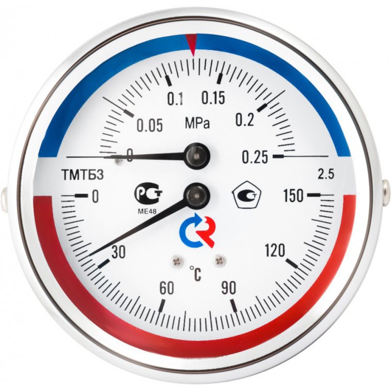 Термоманометр Росма ТМТБ- 31Т.1 63/16 (1/2, 16 бар, 150'С, 2,5) аксиальный