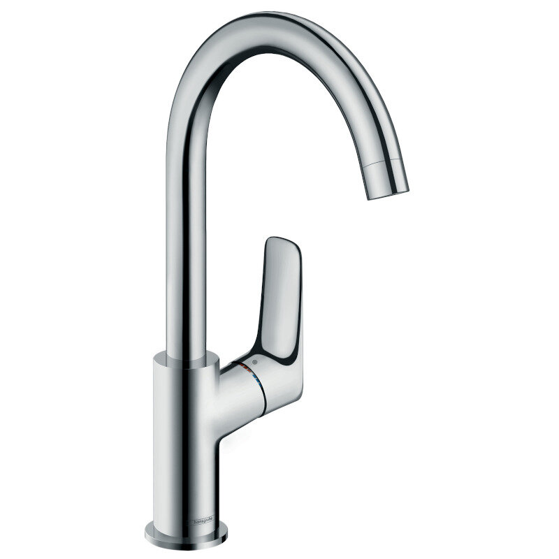 Смеситель для раковины HansGrohe HG Logis 210 (ручка сбоку) поворотный излив со сливным гарнитуром хром