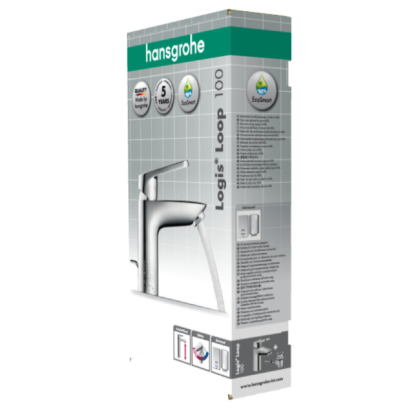 Смеситель для раковины HansGrohe HG Logis 100 Loop со сливным гарнитуром хром