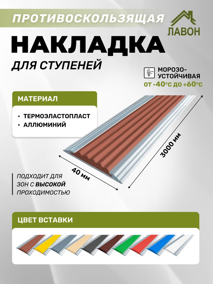 Противоскользящая полоса Стандарт 40 мм коричневая 3 метра