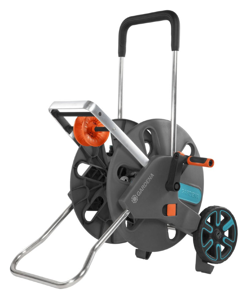 Тележка для шланга Gardena AquaRoll L ErgoPlus с рукояткой из мягкого пластика и направляющей