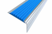 Анодированный алюминиевый угол-порог Премиум 50 мм матовый коньяк, цвет вставки синий 3 метра