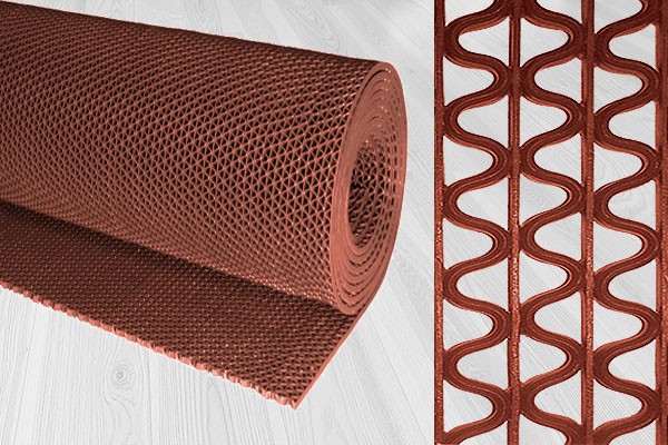 Противоскользящее покрытие Зиг-Заг Коричневое 1,2 х 2,5 м без подложки (сквозные ячейки), толщина 4,5мм