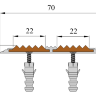 Противоскользящая полоса-порог с двумя вставками 70 мм/5,5 мм серая 1 метр