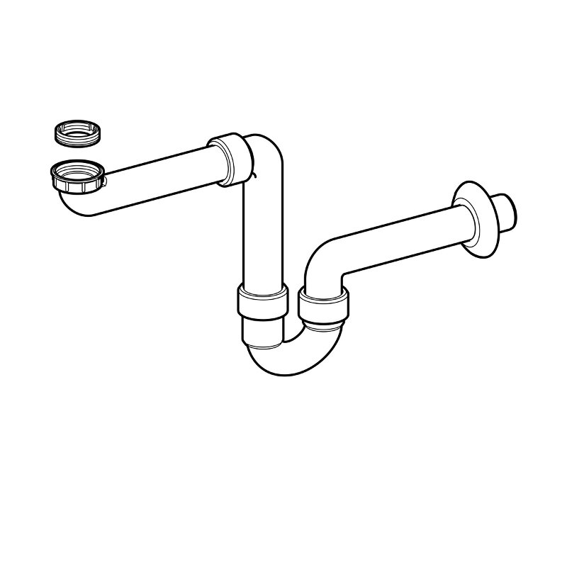 Сифон трубный Geberit для умывальника, гор. выпуск, d 40 мм, G 1 1/2 x 1 1/4, белый