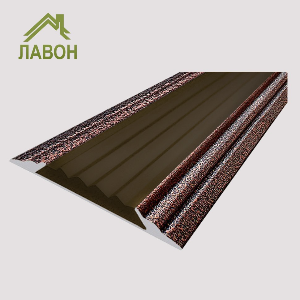 Алюминиевая окрашенная полоса 46 мм 3 метра "состаренная медь", цвет вставки коричневый