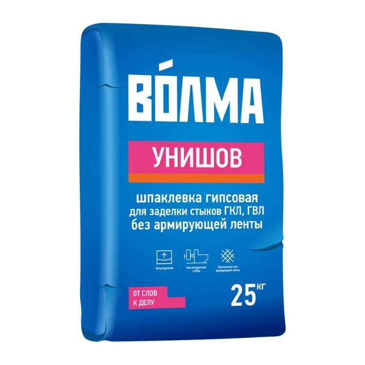 Шпаклевка гипсовая Волма Унишов для заделки стыков, ГКЛ, ГВЛ, 25 кг