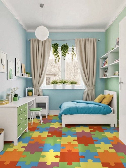 Полукоммерческий линолеум CRAFT Puzzle 2 ширина 4 м 