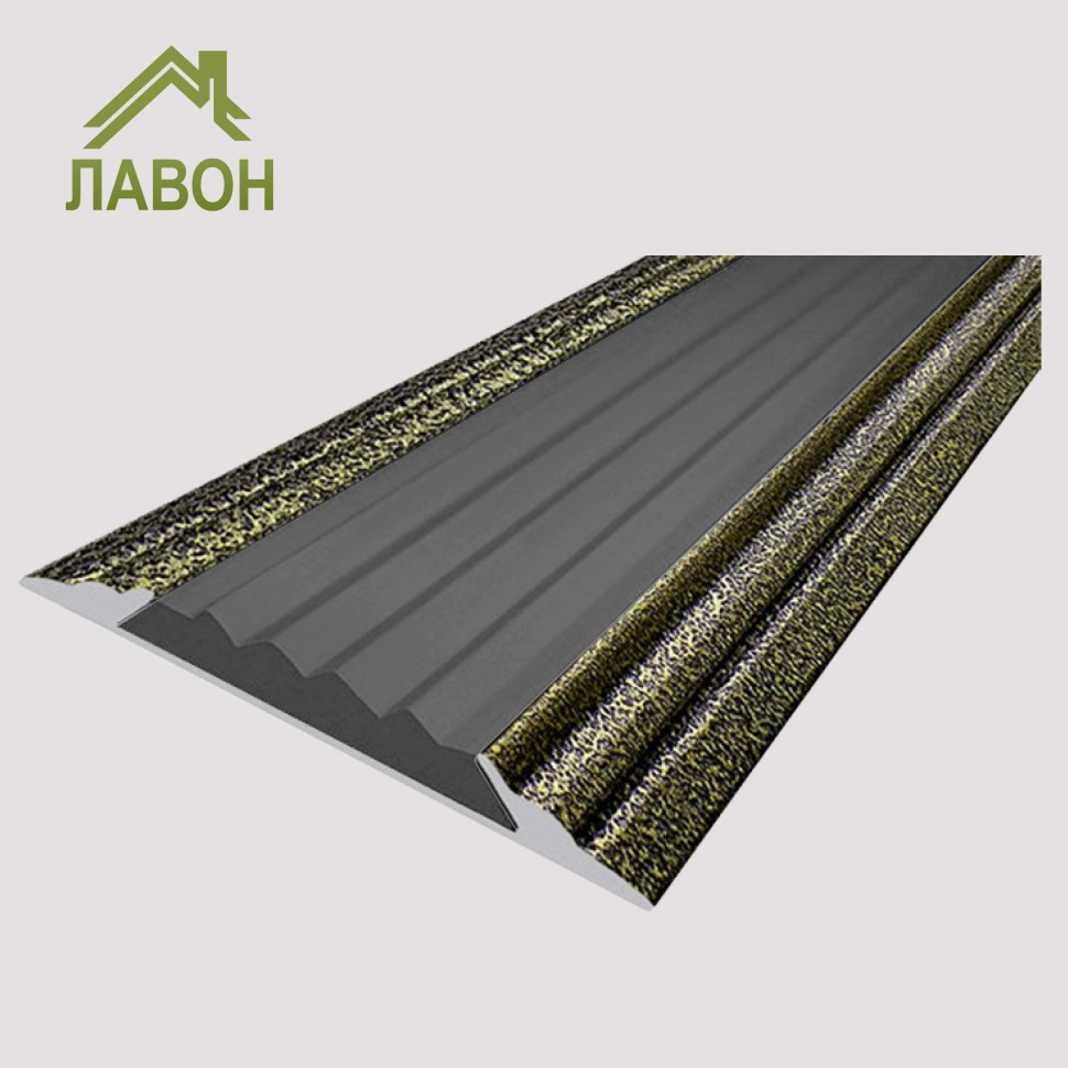 Алюминиевая окрашенная полоса 46 мм 1,5 метра "состаренная бронза", цвет вставки серый