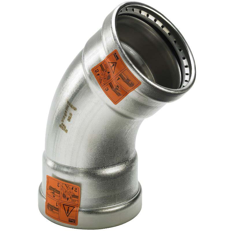 Угол пресс 45 град. нержавеющая сталь Sanpress Inox XL VIEGA 108