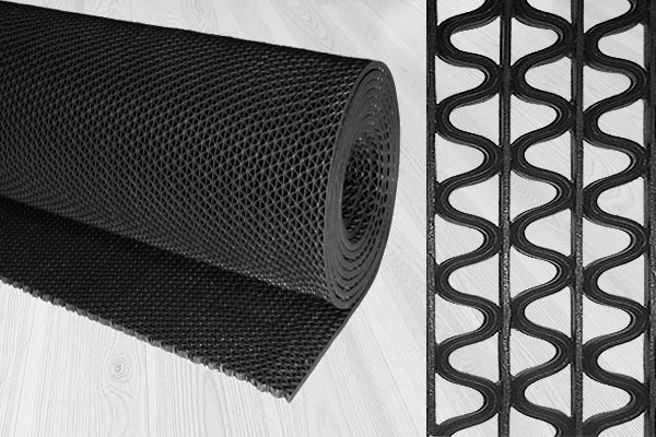 Противоскользящее покрытие Зиг-Заг Черное 0,9 х 2,5 м без подложки (сквозные ячейки), толщина 4,5мм