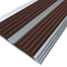 Алюминиевая окрашенная полоса с двумя вставками против скольжения 70 мм/5,5 мм глянцевый белый, цвет вставки темно-коричневый 1.5 метра