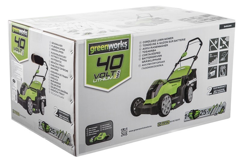 Газонокосилка аккумуляторная G-MAX 40V GREENWORKS G40LM41K2-2X