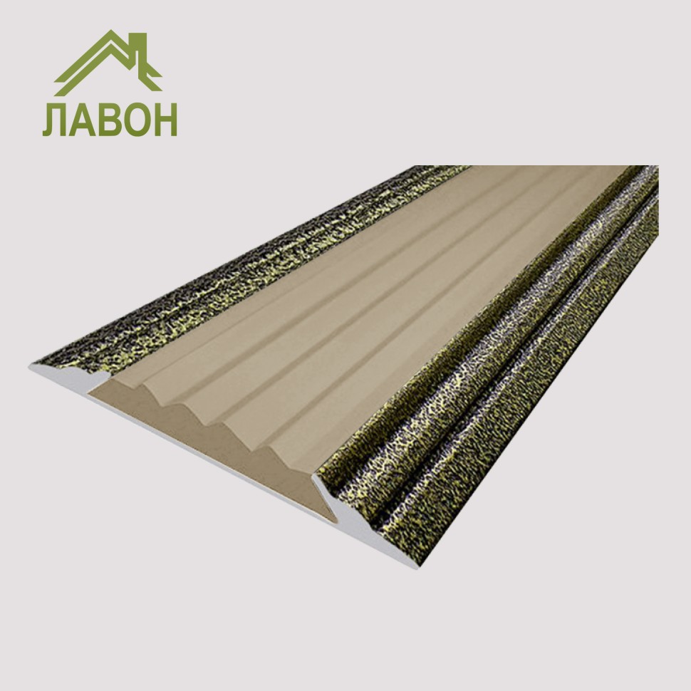 Алюминиевая окрашенная полоса 46 мм 1,5 метра "состаренная бронза", цвет вставки бежевый