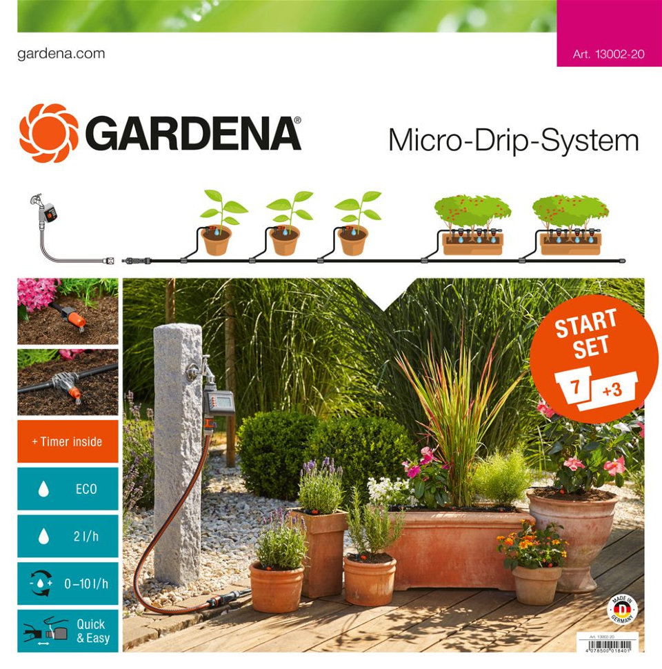 Комплект микрокапельного полива базовый с таймером Gardena