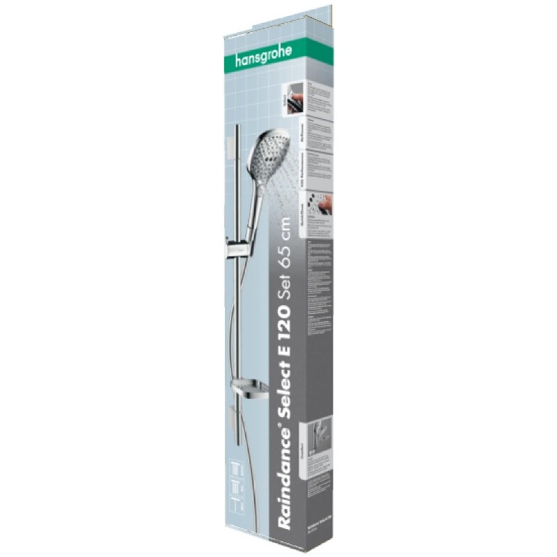 Душевой гарнитур HansGrohe 120 HG Raindance Select E 3jet со штангой 65 см и мыльницей хром