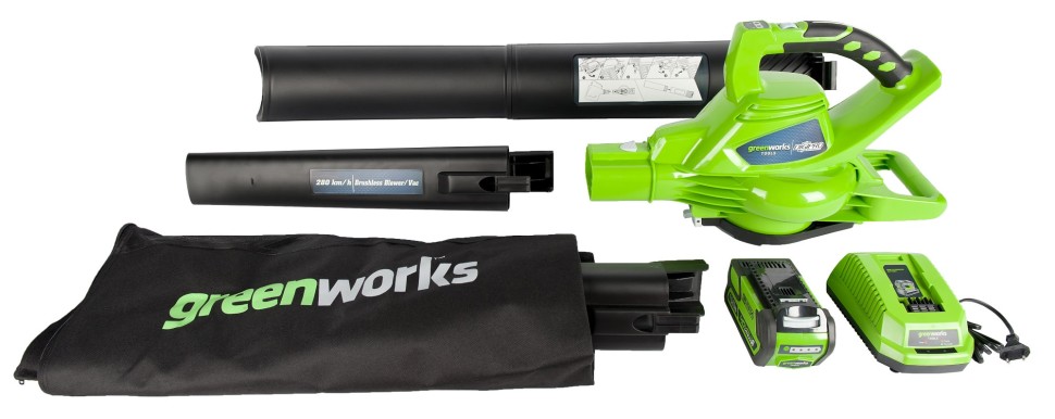 Воздуходув-пылесос аккумуляторный G-MAX 40V GREENWORKS GD40BV