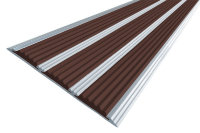 Противоскользящая самоклеющаяся полоса-порог с тремя вставками 100 мм/5,6 мм темно-коричневая 1,33 метра