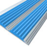 Алюминиевая окрашенная полоса с двумя вставками против скольжения 70 мм/5,5 мм глянцевый черный цвет вставки голубой 2 метра