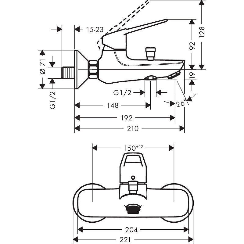 Смеситель для ванны HansGrohe HG Novus Loop ВМ хром