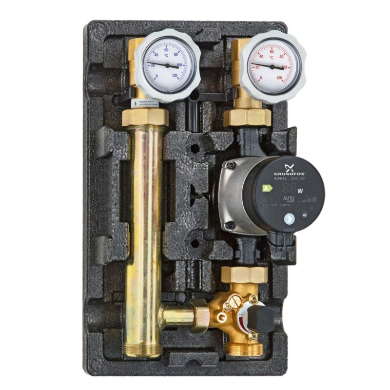 Насосно-смесительная группа UNI-FITT DN25, с 3-х ход. клапаном, Grundfos UPM3 HYBRID 25-70 180