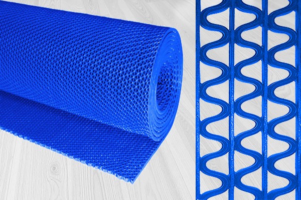 Противоскользящее покрытие Зиг-Заг Синее 0,9 х 15 м без подложки (сквозные ячейки), толщина 4,5мм