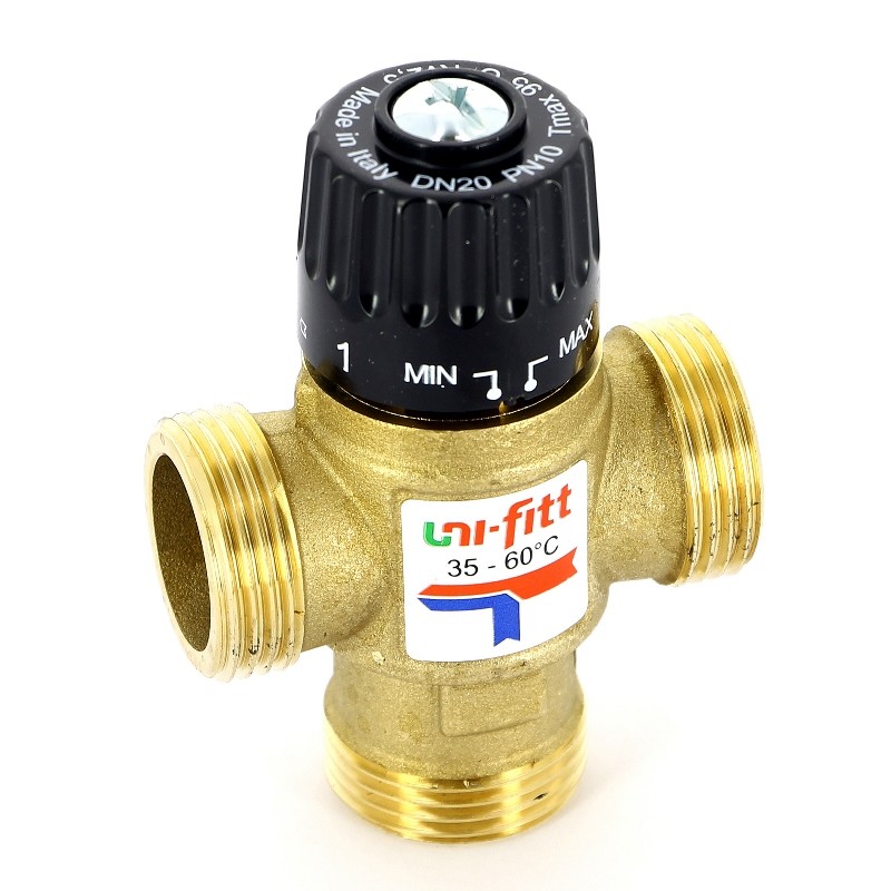 Клапан Н термосмесительный UNI-FITT 1 35-60°С, Kvs 2,5 смешение боковое