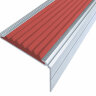 Самоклеющийся анодированный алюминиевый угол-порог Премиум 50 мм матовое серебро, цвет вставки красный 3 метра
