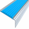 Анодированный алюминиевый угол-порог Премиум 50 мм глянцевый белый, цвет вставки голубой 3 метра
