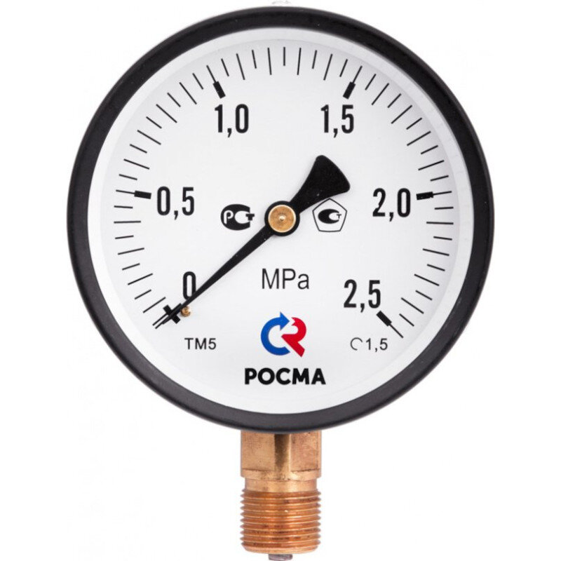 Манометр Росма ТМ-510 P.00 100/10 (1/2, 0-10 бар, 1,5) радиальный