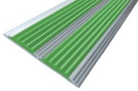 Противоскользящая полоса-порог с двумя вставками 70 мм/5,5 мм зеленая 1,33 метра