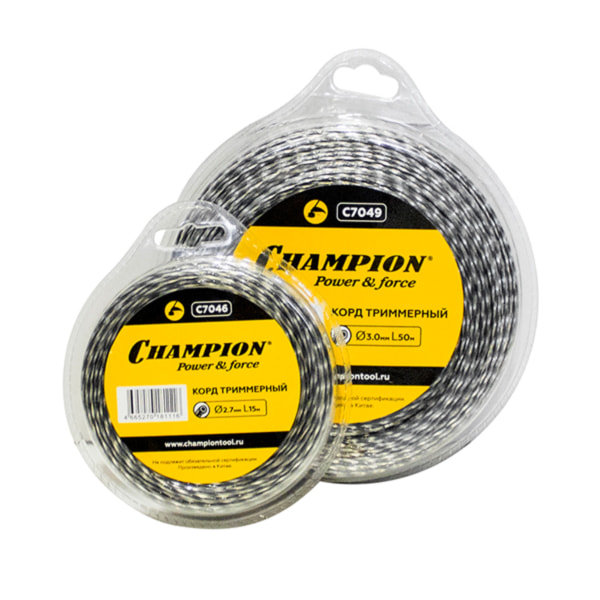 Корд триммерный Champion Tri-twist 3.0 мм х 50 м (витой треугольник) + нож