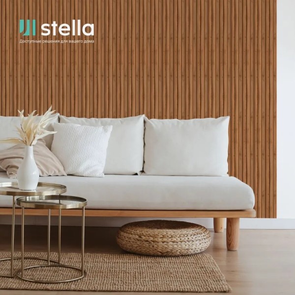 Панель реечная МДФ Stella De Luxe Beats Light Пекан 2700x119x16 (уп. 4шт = 1,285м²)