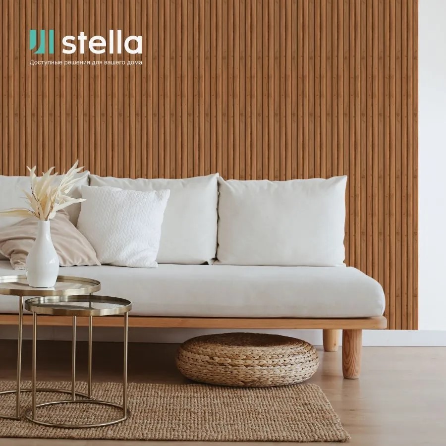 Панель реечная МДФ Stella De Luxe Beats Light Пекан 2700x119x16 (уп. 4шт = 1,285м²)