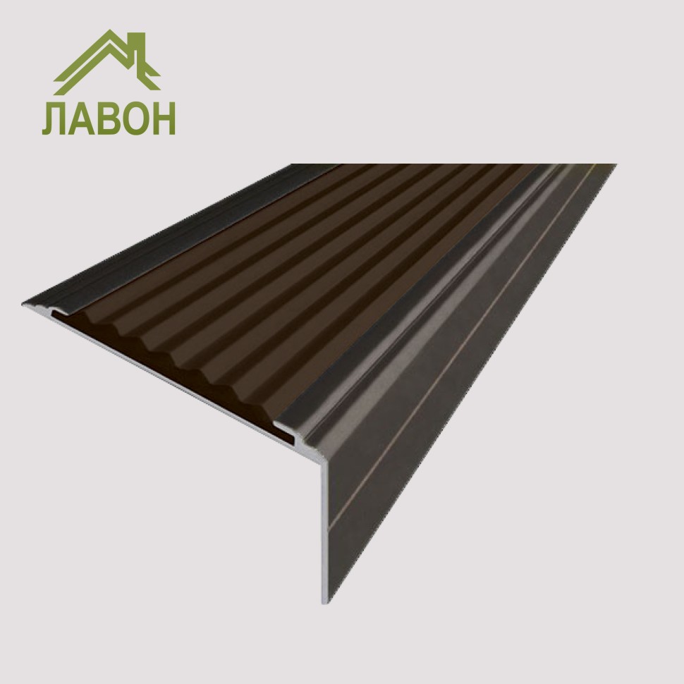 Анодированный алюминиевый угол-порог Премиум 50 мм матовый коньяк, цвет вставки темно-коричневый 3 метра