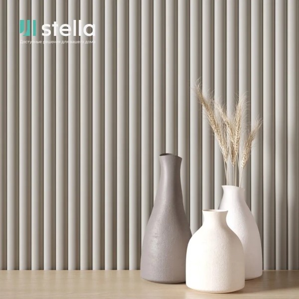 Панель стеновая реечная МДФ Stella Wave De Luxe Sandgrau 2700x119x16 (упак. 4шт = 1,285м²)
