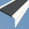 Анодированный алюминиевый угол-порог Премиум 50 мм глянцевый белый, цвет вставки серый 1 метр