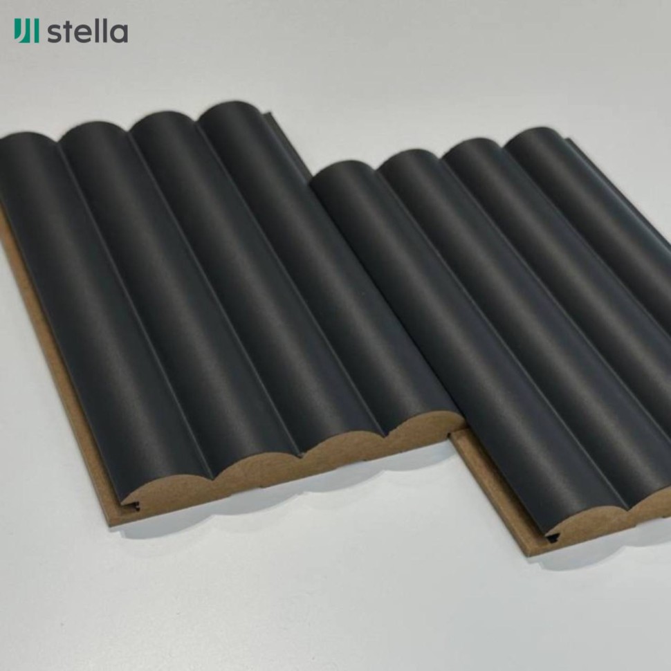 Панель стеновая реечная МДФ  Stella Wave De Luxe Black Lead 2700x119x16  (уп. 4шт = 1,285м²)