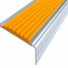 Самоклеющийся анодированный алюминиевый угол-порог Премиум 50 мм матовое серебро, цвет вставки оранжевый 2 метра