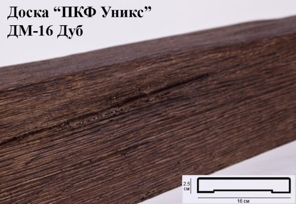 Доска (балка) потолочная ДМ-16 Дуб 2,5х16см (2 метра) декоративная под дерево