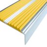 Алюминиевый окрашенный угол-порог с двумя вставками против скольжения 70 мм/5,5 мм/22,5 мм глянцевый белый, цвет вставки желтый 1.5 метра