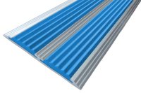 Противоскользящая полоса-порог с двумя вставками 70 мм/5,5 мм голубая 2 метра