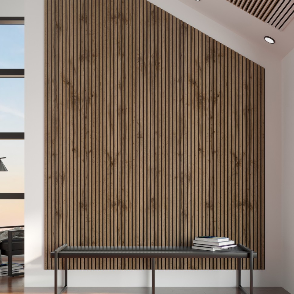 Панель МДФ Стеновая Акустическая Stella Trend Light Пекан 2780х600х21 мм (1шт = 1,668м²)