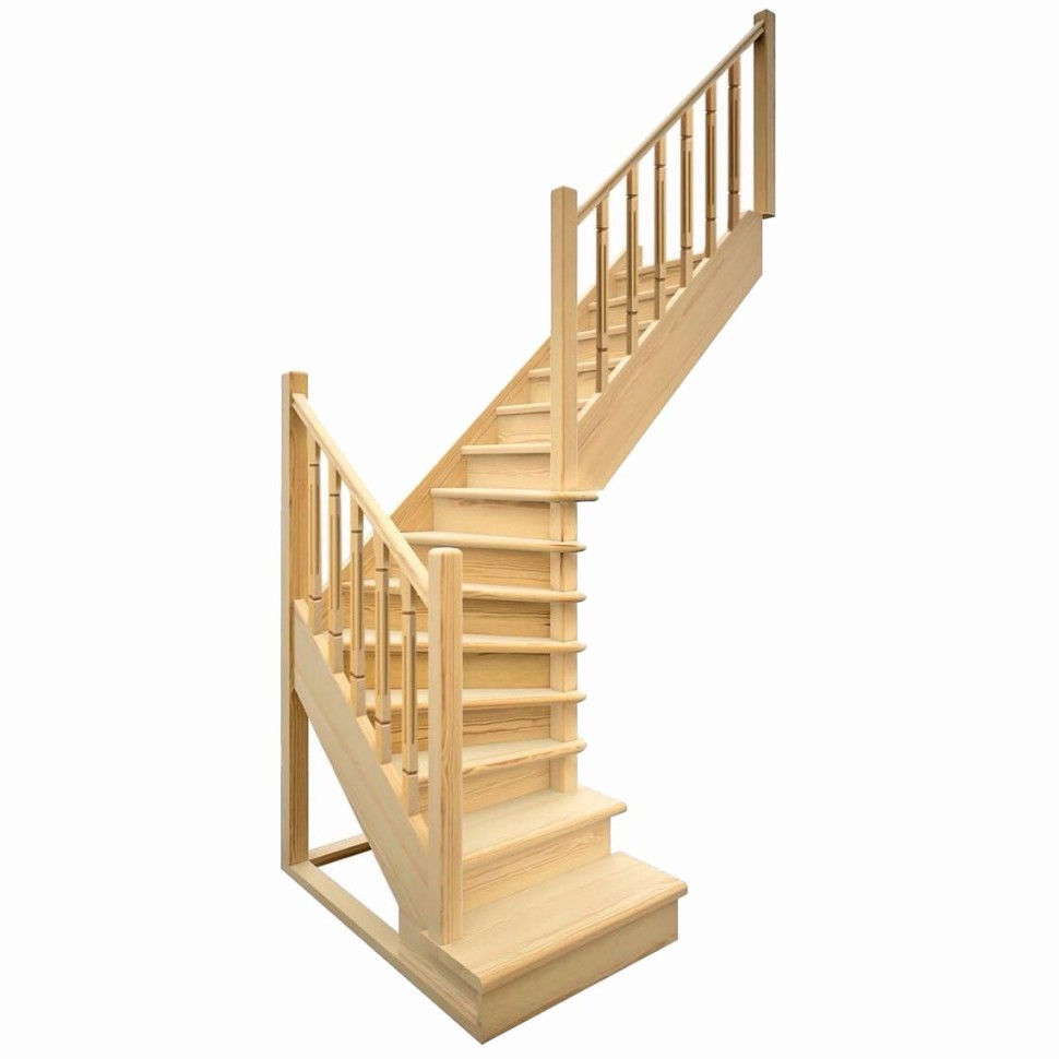 Лестница деревянная межэтажная поворотная ЛЕС-02