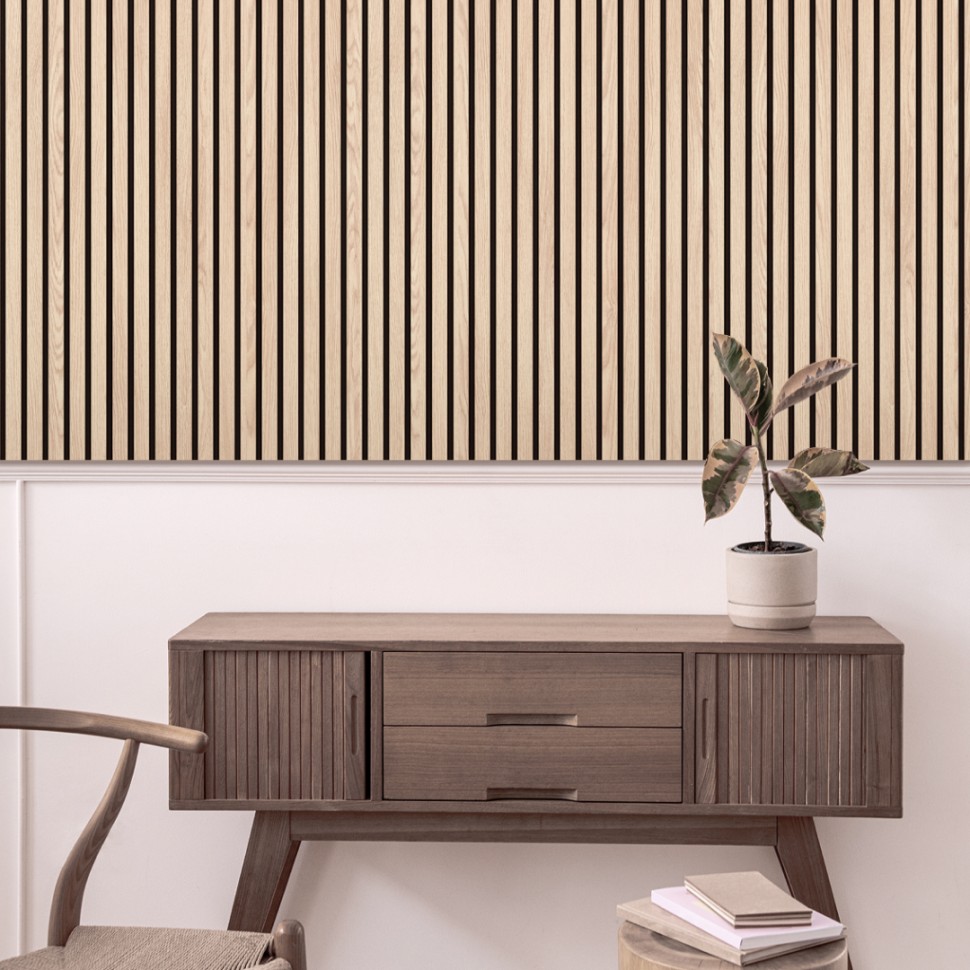 Панель МДФ Стеновая Акустическая Stella Trend Light Дуб Снежный 900х600х21 мм (1шт = 0,54м²)