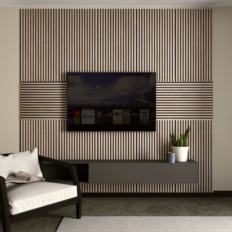 Панель МДФ Стеновая Акустическая Stella Trend Light Дуб Снежный 900х600х21 мм (1шт = 0,54м²)