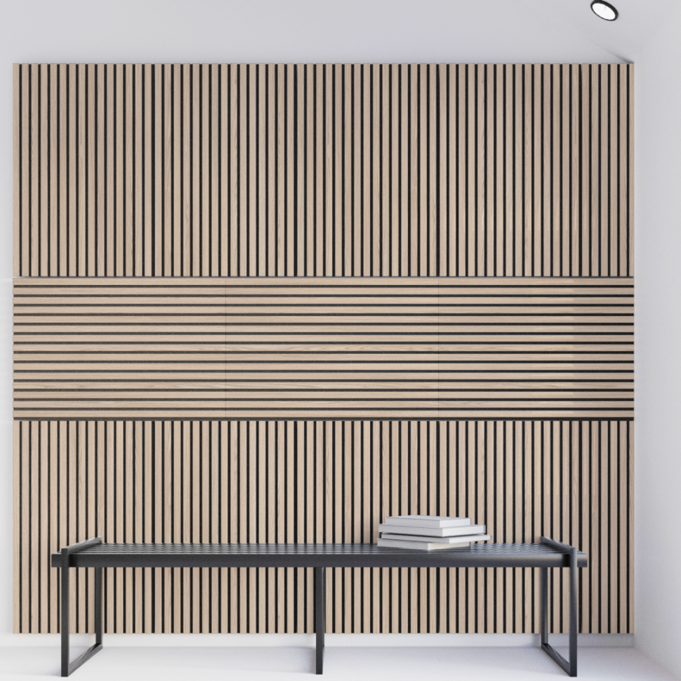 Панель МДФ Стеновая Акустическая Stella Trend Light Дуб Снежный 900х600х21 мм (1шт = 0,54м²)